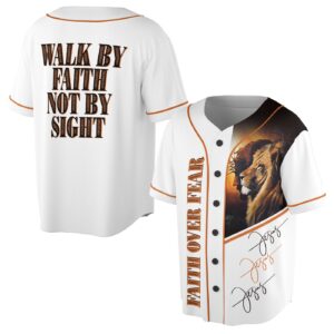 Sun Lion Jesus Christ Faith Over Fear Baseball Jersey - Gift Men Women