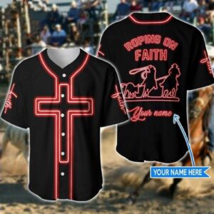 Team Roping Roping On Faith Jesus Personalized Baseball Jersey - Gift Men Women