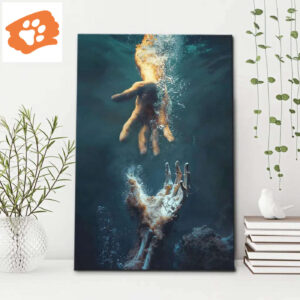 The Hand Of God, Jesus Reaching Into Water, Wall Art Canvas