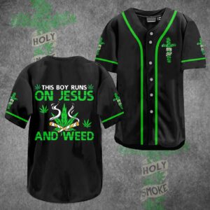 This Boy Runs On Jesus And Weed Baseball Jersey - Gift Men Women