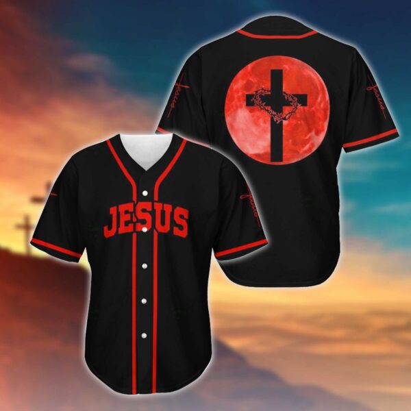 Tmarc Tee JESUS – CROSS IN A RED MOON BASEBALL SHIRT .CPD – Gift Men Women