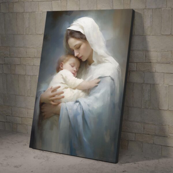 Virgin Mary and Jesus Nativity Wall Art, Catholic Poster and Canvas, Christian Wall Art, Bible Verse Wall Art
