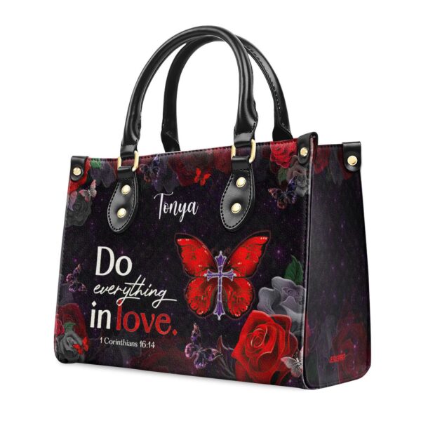 1 Corinthians 16:14 Personalized Leather Handbag Inspirational Gift for Christian Women Do Everything in Love