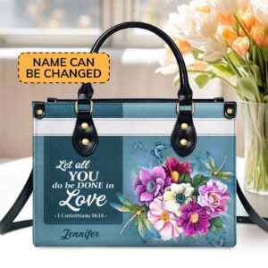 Personalized Leather Handbag: 1 Corinthians 16:14 Love Gift for Women