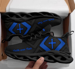 Jesus Faith Over Fear Yezy Running Sneakers Gift for Men Women 1