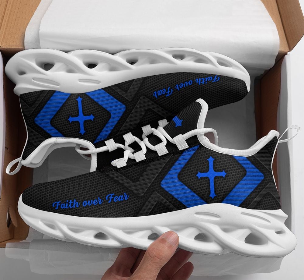 Jesus Faith Over Fear Yezy Running Sneakers Gift for Men Women Jesus Faith Over Fear Yezy Running Sneakers Gift for Men Women