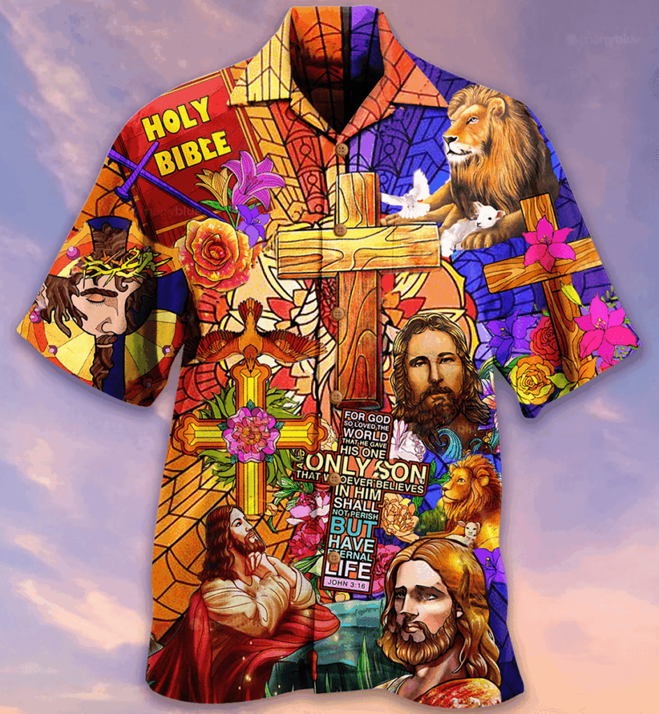 Jesus Lion & Flowers Christian Hawaiian Aloha Shirt – Unique and Vibrant Design Jesus Lion & Flowers Christian Hawaiian Aloha Shirt – Unique and Vibrant Design