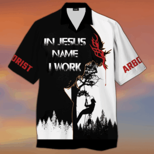 In Jesus Name I Work Hawaiian Shirt All-over Print FV4363 - Christian Clothing for Men