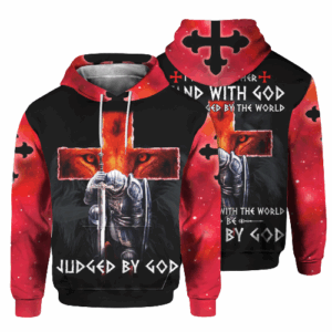 Stand With God Jesus Shirt: Red Black Adult T-shirt Hoodie - Be Judged By The World 3