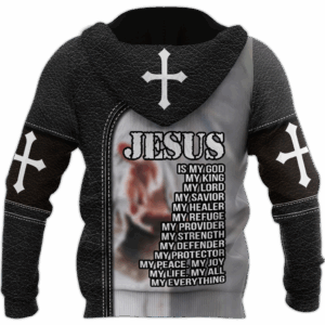 Black Leather Jesus Hand T-shirt Hoodie - Christian Adult Jesus Is My King Shirt 1
