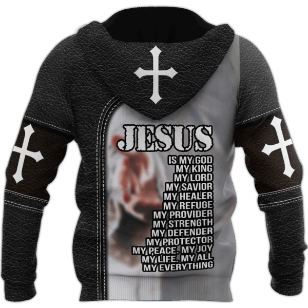Black Leather Jesus Hand T-shirt Hoodie – Christian Adult Jesus Is My King Shirt