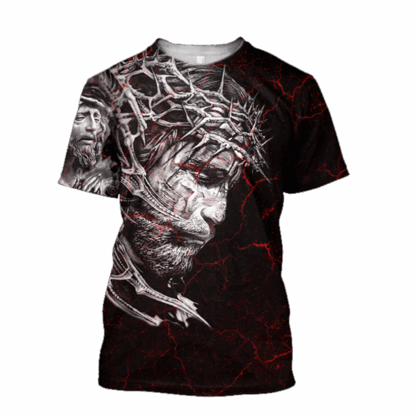 Christian Jesus Crown Of Thorns Red T-shirt & Hoodie – Adult Sizes