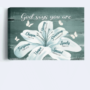 Jesus Landscape Poster Home Decor Gift - White Lily Flowers & Butterfly Painting Poster Home Decor Gift - Christian God Saying You Are Poster Home Decor Gift 1