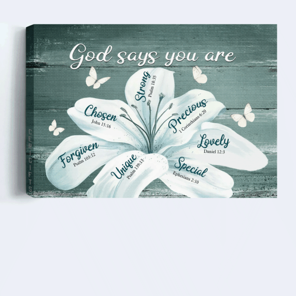 Jesus Landscape Poster Home Decor Gift – White Lily Flowers & Butterfly Painting  Poster Home Decor Gift – Christian God Saying You Are  Poster Home Decor Gift