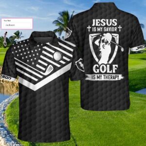 Custom Jesus Savior Men s Polo Shirt American Flag Golf Tee