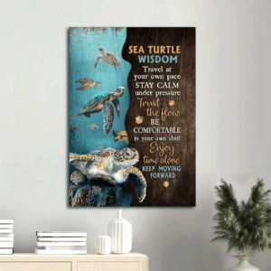 Christian Jesus Portrait Poster: Sea Turtle Pearl Shell Ocean World - Keep Moving Forward Home Decor Gift
