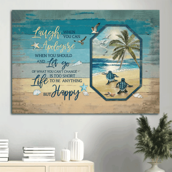 Christian Sea Turtle Landscape Poster: Home Decor Gift – Beach Painting & Wall Art
