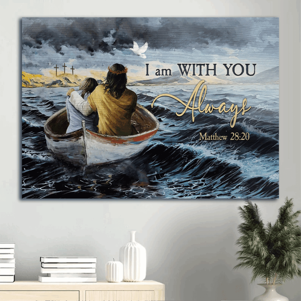 Stunning Jesus Landscape Poster Home Decor – Gift for Christian – Walking With Jesus – I Am With You Always