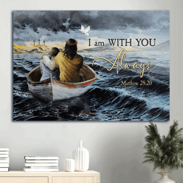 Stunning Jesus Landscape Poster Home Decor – Gift for Christian – Walking With Jesus – I Am With You Always