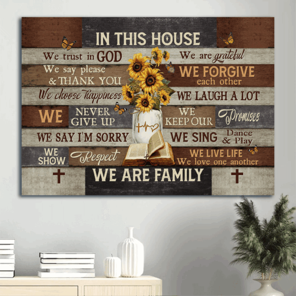 Christian Home Decor Gift Set – Jesus Landscape Sunflower Vase & Antique Bible Posters – Trust In God