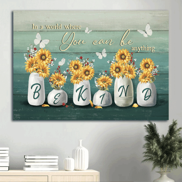 Christian Home Decor Gift Set – Jesus Landscape Sunflower Vase Butterfly Poster – Be Anything