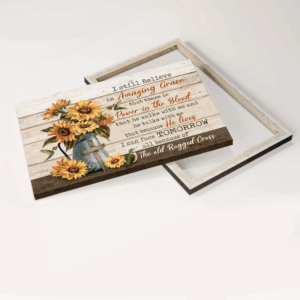 Christian Home Decor Gift - Jesus Landscape & Still Life Poster with Sunflower Vase & Wooden Cross 3