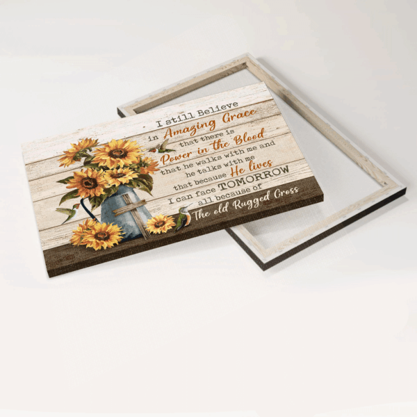 Christian Home Decor Gift – Jesus Landscape & Still Life Poster with Sunflower Vase & Wooden Cross