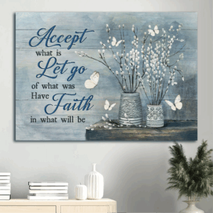 Christian Home Decor: Jesus Landscape Poster with White Butterfly and Vintage Flower Painting - Faithful Gift for Christians