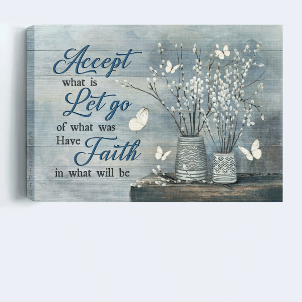 Christian Home Decor: Jesus Landscape Poster with White Butterfly and Vintage Flower Painting – Faithful Gift for Christians
