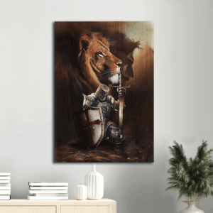 Knight of God Lion of Judah Jesus Portrait Poster- Christian Home Decor Wall Art Gift