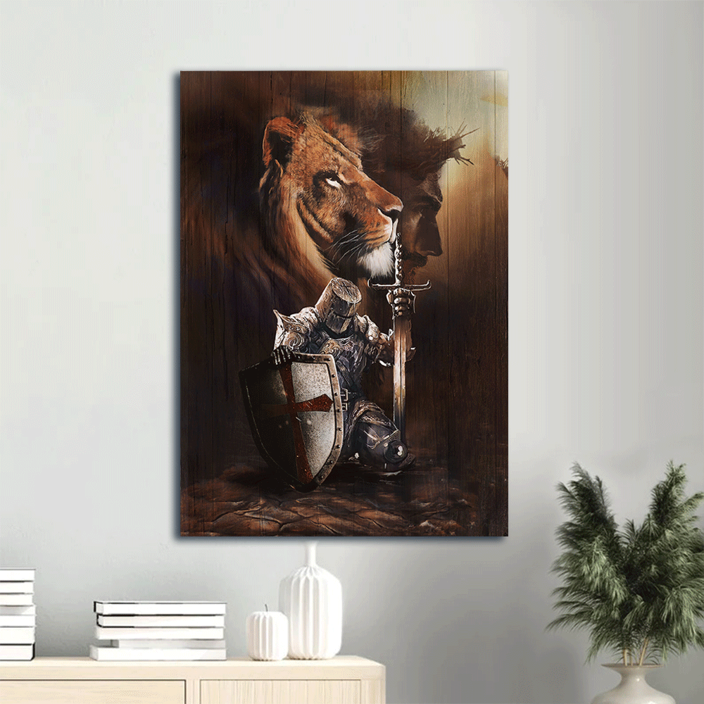 Knight of God Lion of Judah Jesus Portrait Poster- Christian Home Decor Wall Art Gift Knight of God Lion of Judah Jesus Portrait Poster- Christian Home Decor Wall Art Gift