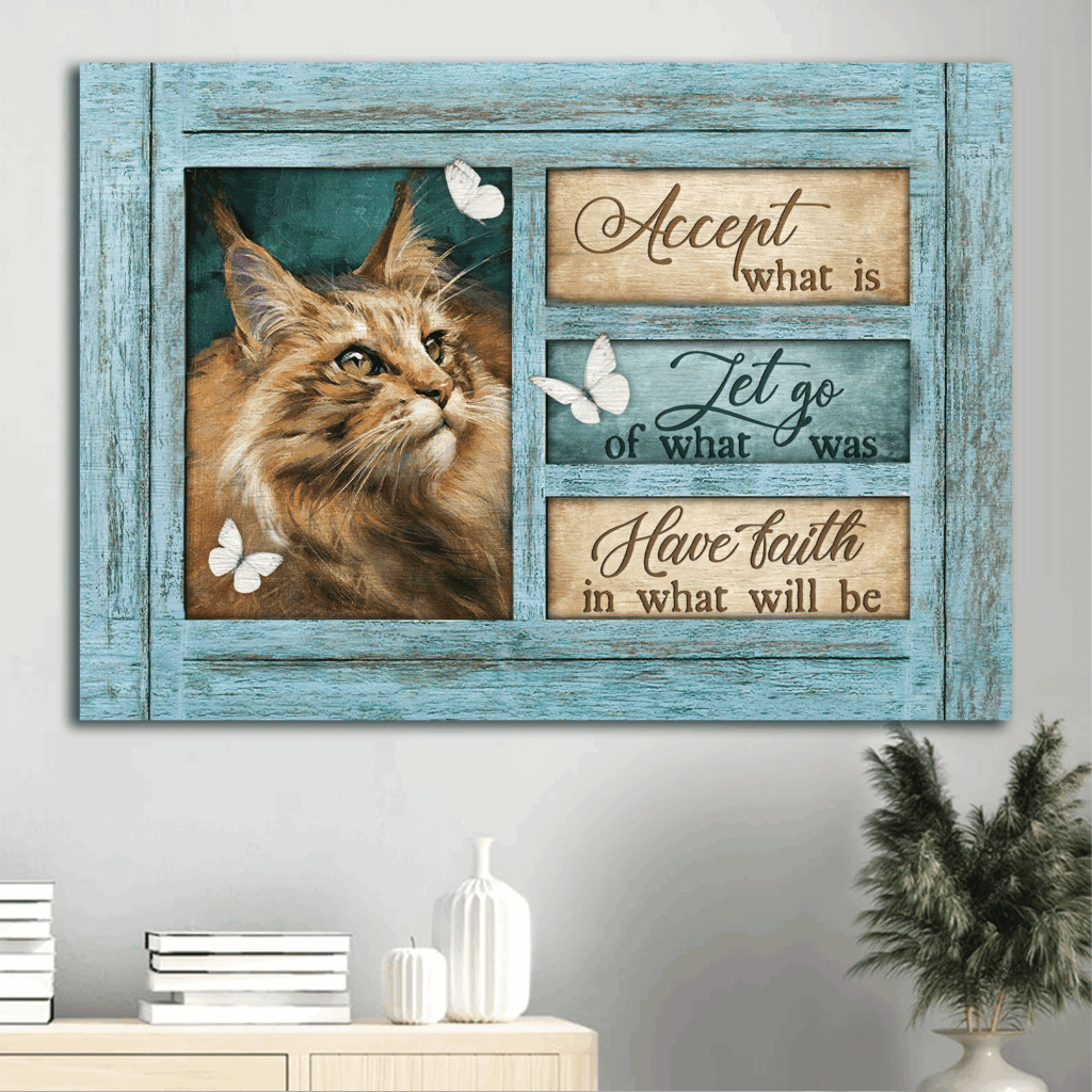 Christian Home Decor Gift: Jesus Landscape & Maine Coon Cat Poster with Butterfly Drawing – Have Faith in What Will Be Christian Home Decor Gift: Jesus Landscape & Maine Coon Cat Poster with Butterfly Drawing – Have Faith in What Will Be