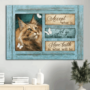 Christian Home Decor Gift: Jesus Landscape & Maine Coon Cat Poster with Butterfly Drawing - Have Faith in What Will Be