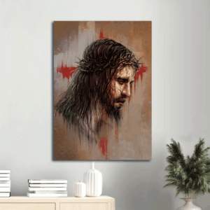 Jesus Portrait Poster: Christian Home Decor Gift with Thorn Crown & Jesus Paid It All - Christian Wall Art Prints