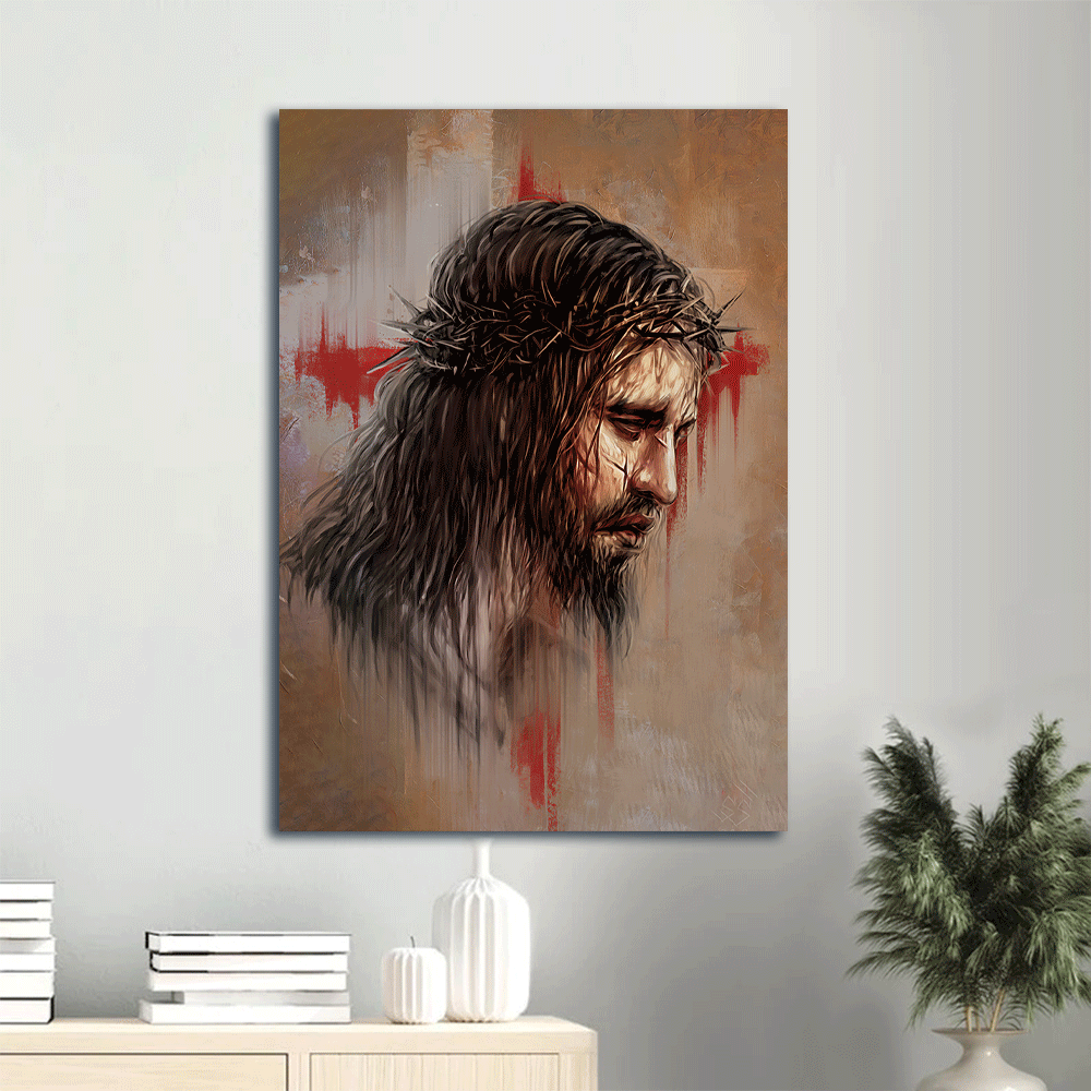 Jesus Portrait Poster: Christian Home Decor Gift with Thorn Crown & Jesus Paid It All – Christian Wall Art Prints Jesus Portrait Poster: Christian Home Decor Gift with Thorn Crown & Jesus Paid It All – Christian Wall Art Prints