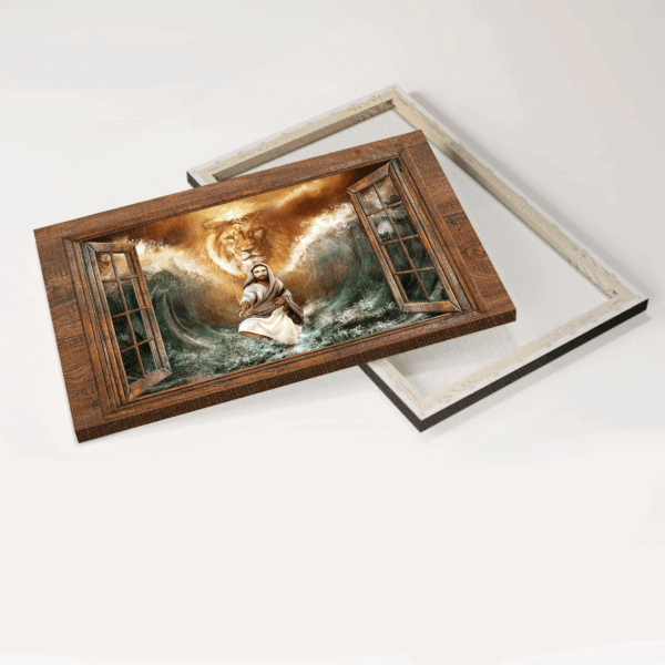 Christian Home Decor Poster: Jesus Landscape Gift – Lion of Judah Walking on Water