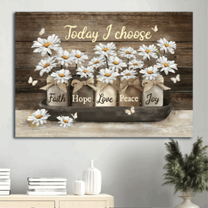 Jesus Landscape Poster Home Decor Gift - Daisy & White Butterfly - Christian God Says You Are