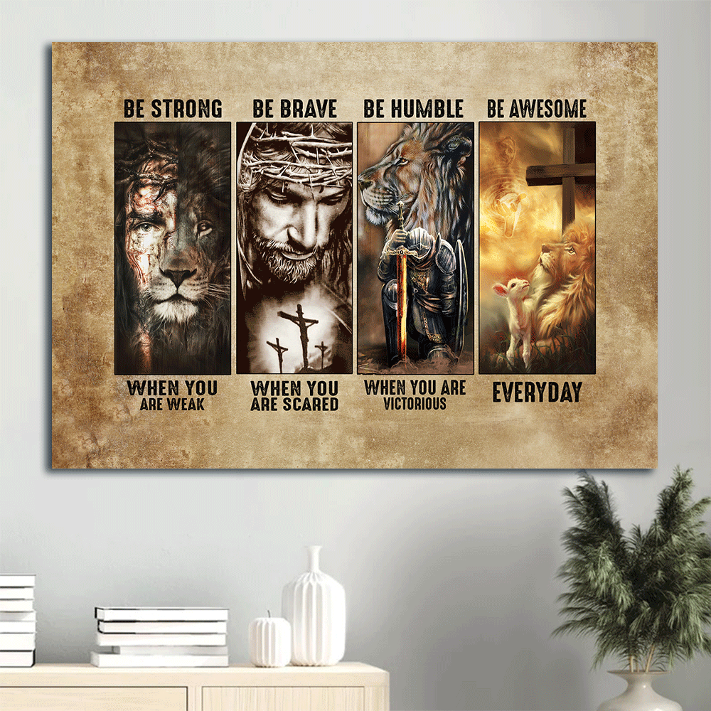 Jesus Lion King Poster Home Decor Gift: Be Strong Landscape Poster Home Decor Gift for Christian Jesus Lion King Poster Home Decor Gift: Be Strong Landscape Poster Home Decor Gift for Christian