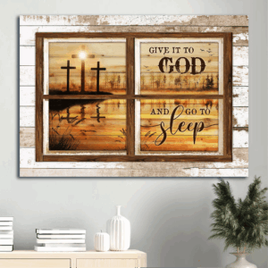 Jesus Sunset Cross Lake Landscape Poster - Christian Home Decor Gift