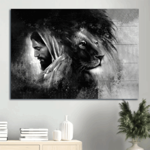 Jesus Landscape Poster Home Decor Gift - Lion of Judah  Poster Home Decor Gift - Christian Wall Art Print