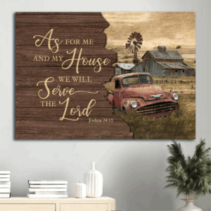 Vintage Jesus and Farm Landscape Poster - Christian Home Decor Gift with Scripture