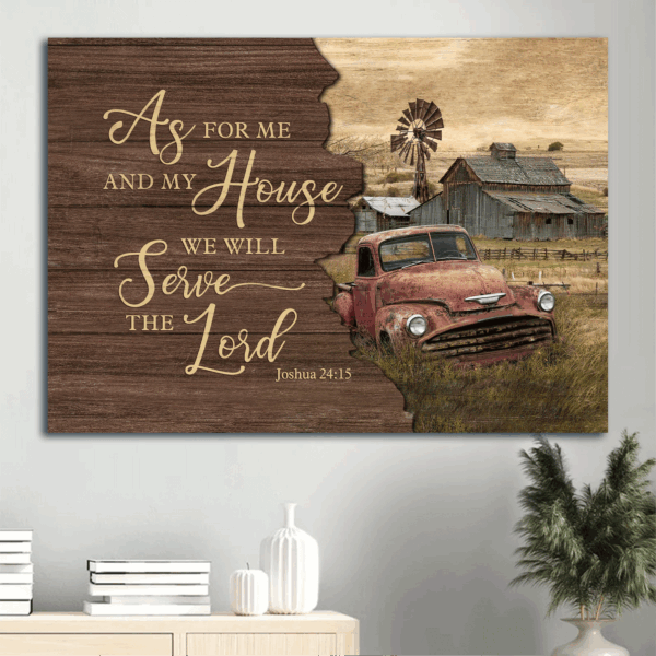 Vintage Jesus and Farm Landscape Poster – Christian Home Decor Gift with Scripture