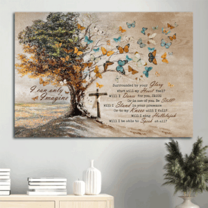 Vintage Jesus Landscape Poster with Butterfly and Old Tree Painting - Gift for Christian - I Can Only Imagine Home Decor Gift