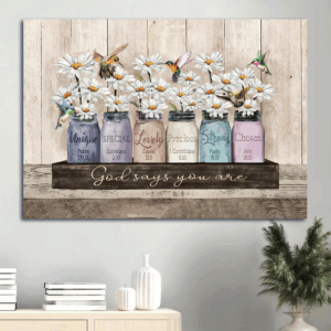 Christian Home Decor: Jesus Landscape & Hummingbird Poster Gift - God Says You Are Special - White Daisy Painting