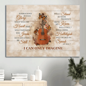 Christian Home Decor Gift: Jesus Landscape Poster with Guitar Rose Butterfly - I Can Only Imagine Wall Art