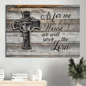 Jesus Landscape Poster: Bible Verse Cross Christian Gift - Serve the Lord Home Decor