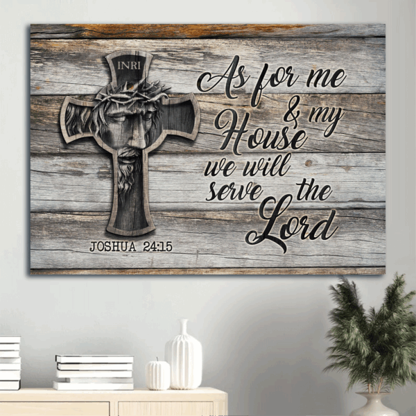 Jesus Landscape Poster: Bible Verse Cross Christian Gift – Serve the Lord Home Decor