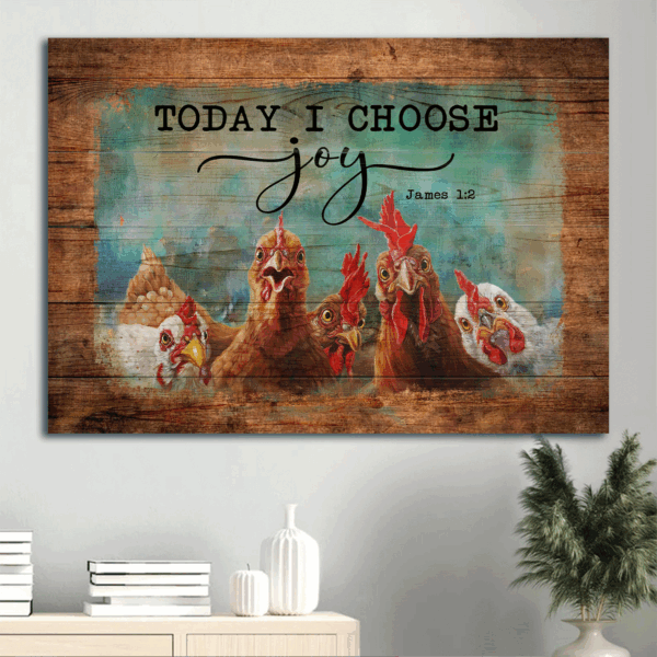 Jesus & Farm Landscape Poster – Funny Chicken & Christian Gift – Choose Joy Home Decor