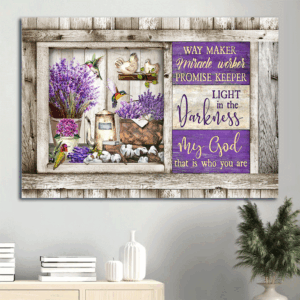 Jesus Landscape Poster Home Decor Gift - Lavender Painting Hummingbird  Poster Home Decor Gift for Christians - God s Light in Darkness