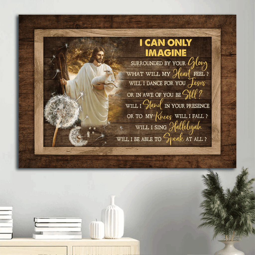 Jesus Landscape Poster: Dandelion Painting Walking with Jesus Lamb of Jesus – Christian Home Decor Gift Jesus Landscape Poster: Dandelion Painting Walking with Jesus Lamb of Jesus – Christian Home Decor Gift